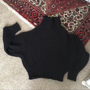 HM bat wing chunky knit sweater black turtleneck
